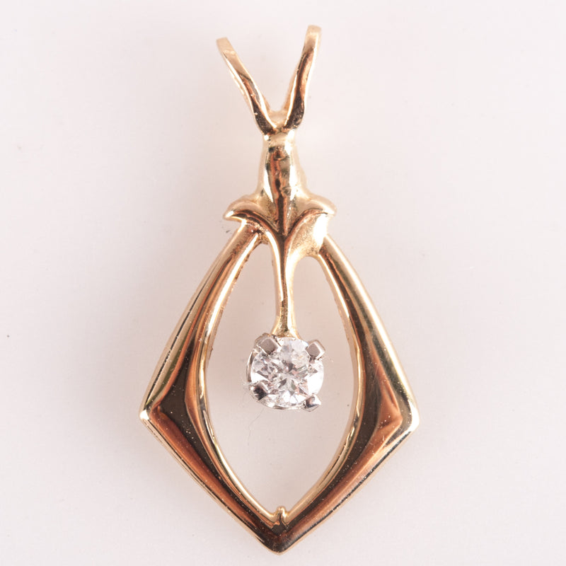 14k Yellow White Gold Round H SI3 Diamond Solitaire Pendant .06ct .55g