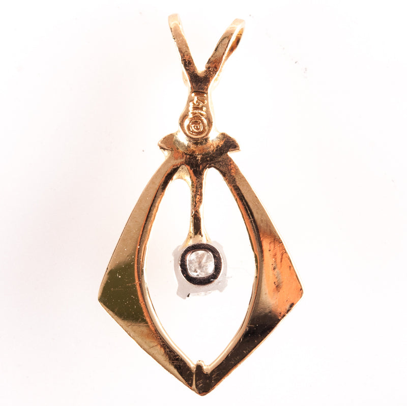 14k Yellow White Gold Round H SI3 Diamond Solitaire Pendant .06ct .55g