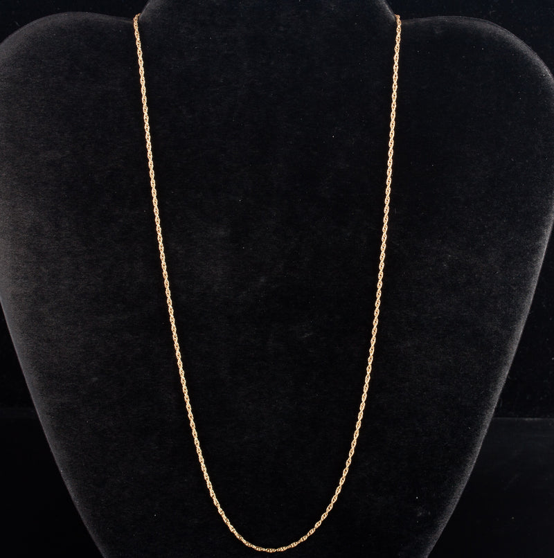 18k Yellow Gold Rope Style Chain Necklace 2.6g 18" Length 1.3mm Width