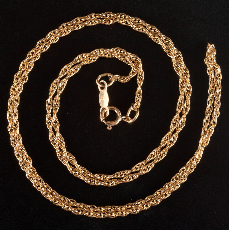 18k Yellow Gold Rope Style Chain Necklace 2.6g 18" Length 1.3mm Width