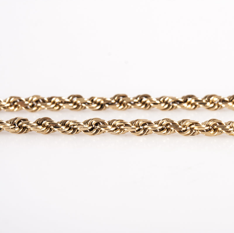 14k Yellow Gold Rope Style Chain Bracelet 3.4g 7.5" Length 2.3mm Width