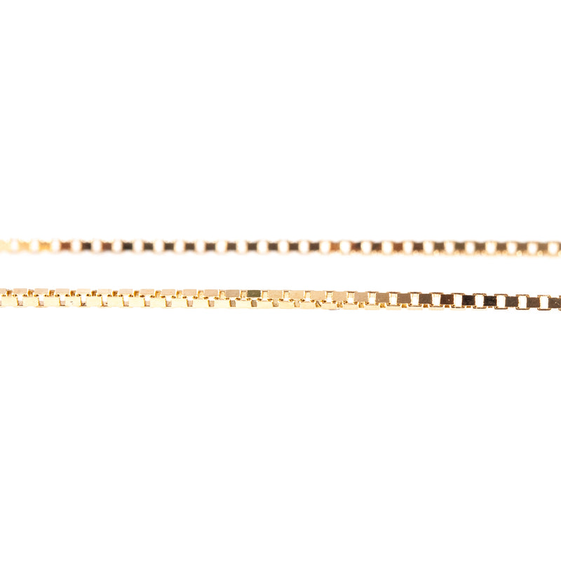 14k Yellow Gold Box Chain Style Necklace 1.3g 18" Length .70mm Width