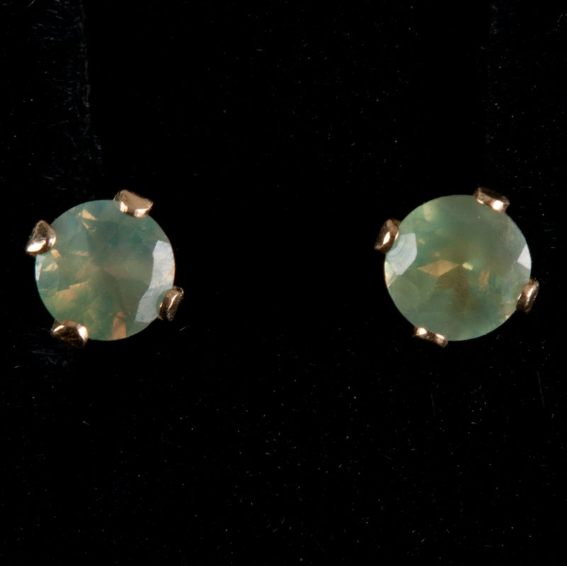 14k Yellow Gold Round Alexandrite Solitaire Style Stud Earrings .24ctw .25g