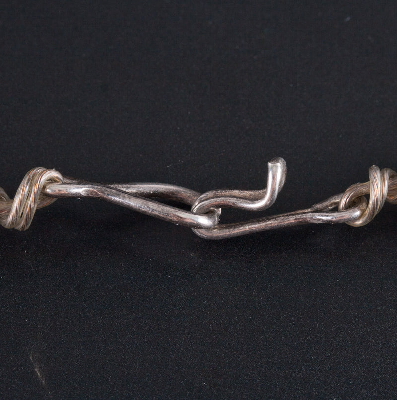Vintage 1960's Sterling Silver Sand Cast Squash Blossom Necklace 200.8g