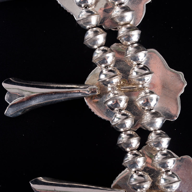 Vintage 1970's Sterling Silver Pear Cabochon Larimar Squash Blossom 234.8g