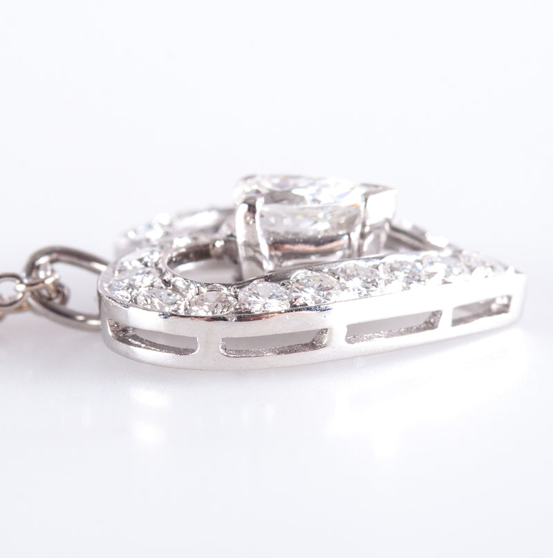 Platinum 14k White Gold Diamond Heart Necklace W/ 15.5" Chain .55ctw 3.87g