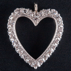 14k White Yellow Gold Single Round Diamond Heart Style Pendant .26ctw 1.63g