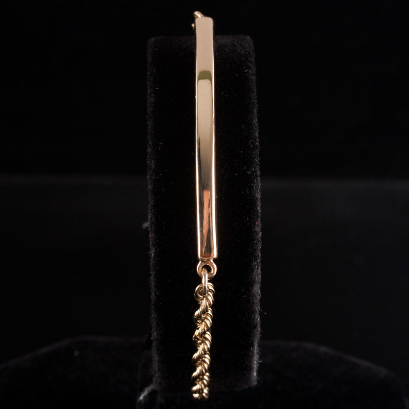 14k Yellow Gold Rope Bar Style Chain Bracelet 10.95g 7.5" Length 3.3mm Width