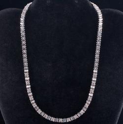 18k White Gold F-G SI1 Round Baguette Diamond Necklace 3.48ctw 47g 16" Length