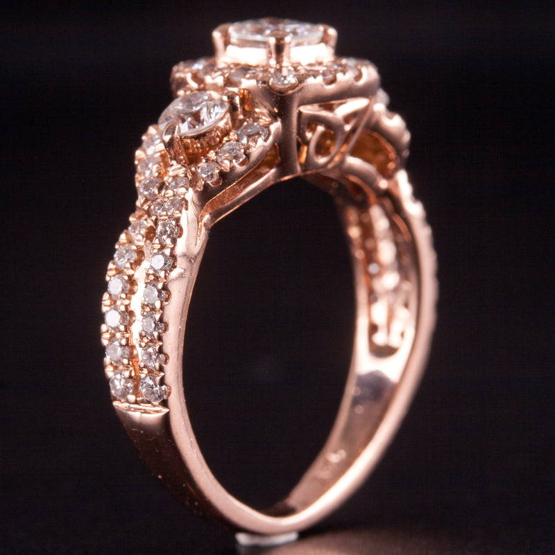 14k Rose Gold Princess Round Diamond Halo Style Engagement Ring .68ctw 3.50g