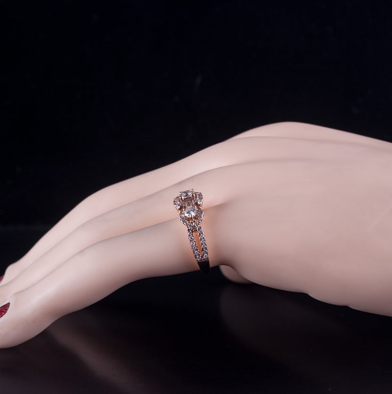 14k Rose Gold Princess Round Diamond Halo Style Engagement Ring .68ctw 3.50g