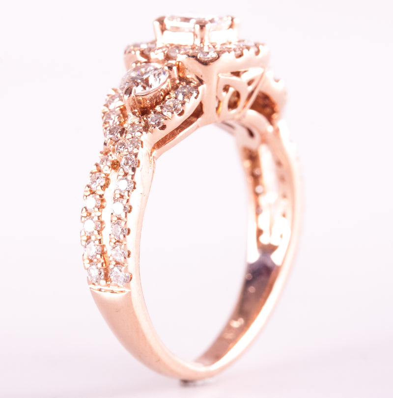 14k Rose Gold Princess Round Diamond Halo Style Engagement Ring .68ctw 3.50g
