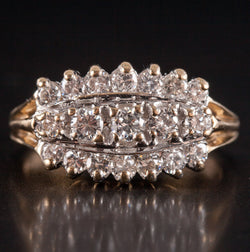 14k Yellow White Gold Round Diamond Two-Tone Style Cocktail Ring .51ctw 4.13g