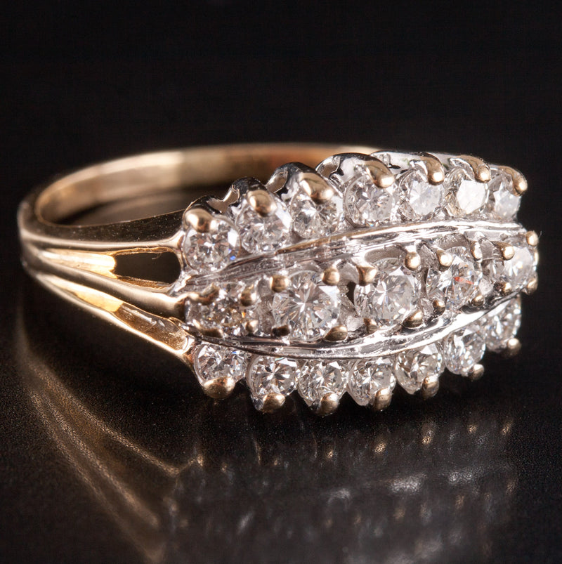 14k Yellow White Gold Round Diamond Two-Tone Style Cocktail Ring .51ctw 4.13g