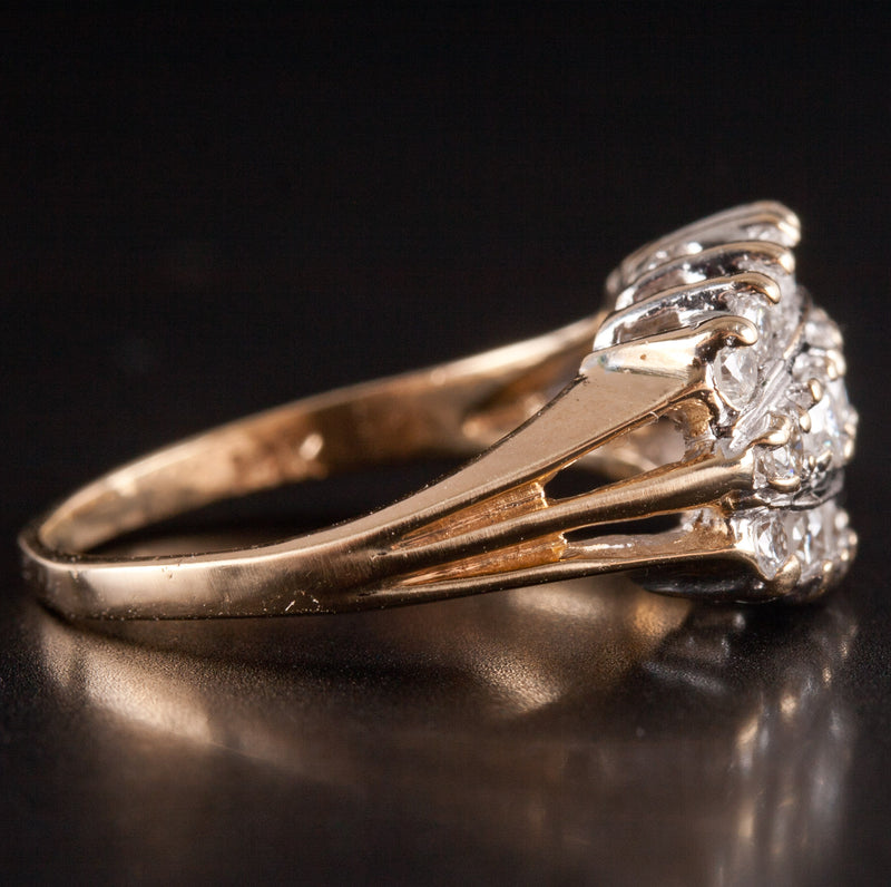 14k Yellow White Gold Round Diamond Two-Tone Style Cocktail Ring .51ctw 4.13g