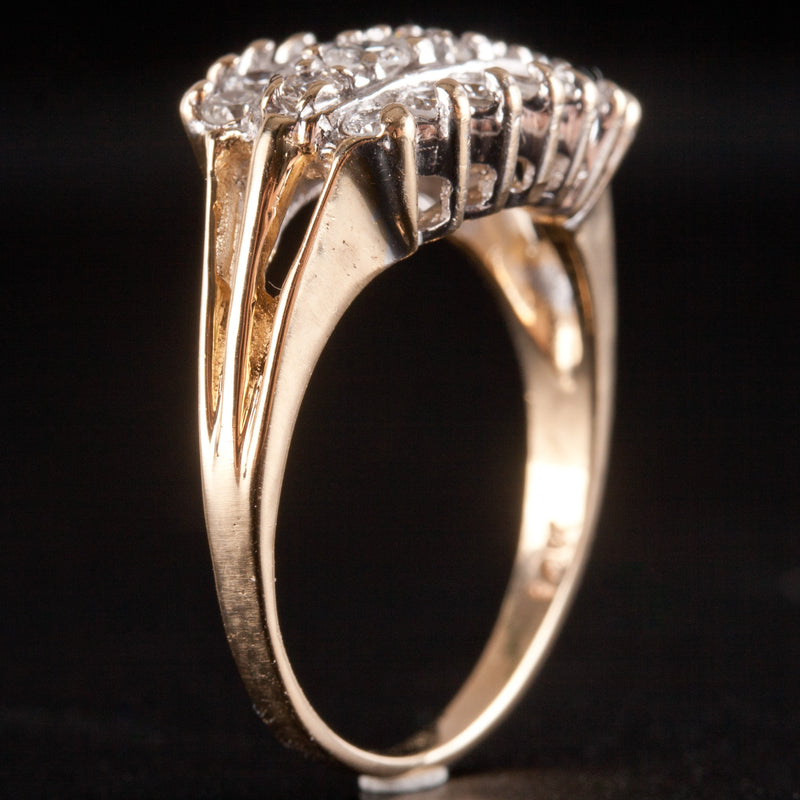 14k Yellow White Gold Round Diamond Two-Tone Style Cocktail Ring .51ctw 4.13g