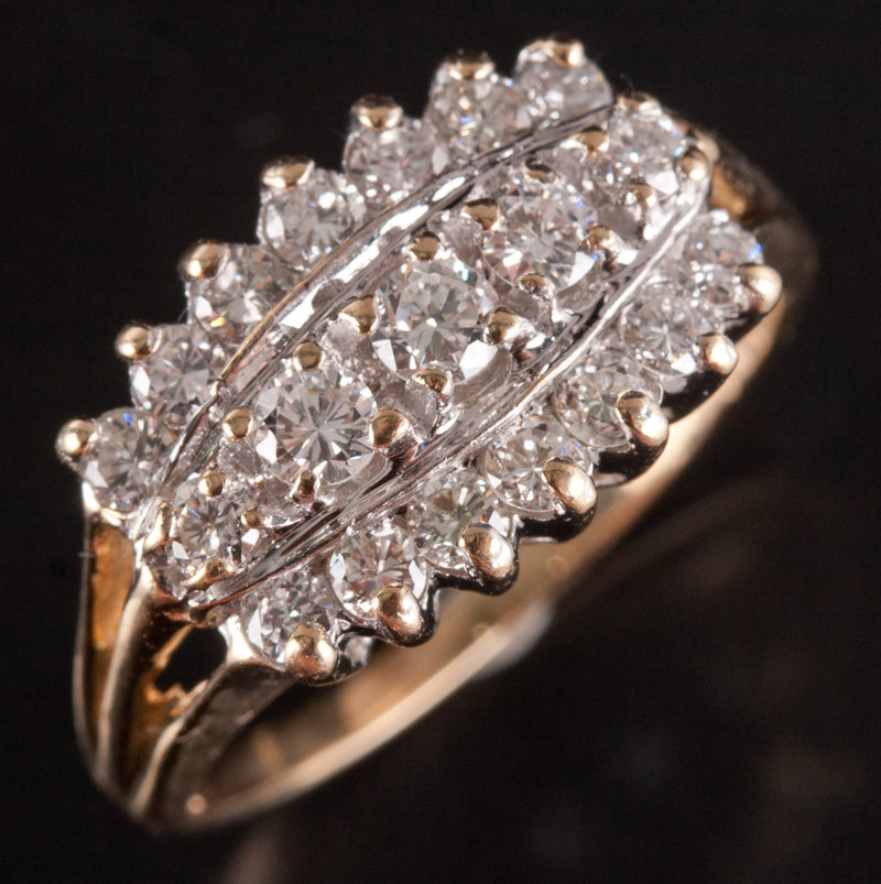 14k Yellow White Gold Round Diamond Two-Tone Style Cocktail Ring .51ctw 4.13g