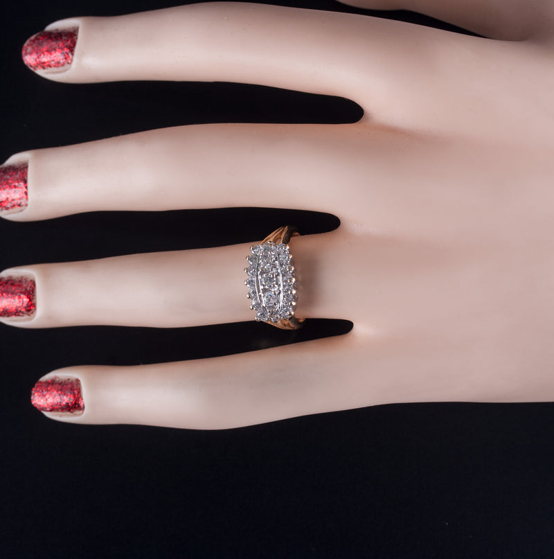 14k Yellow White Gold Round Diamond Two-Tone Style Cocktail Ring .51ctw 4.13g