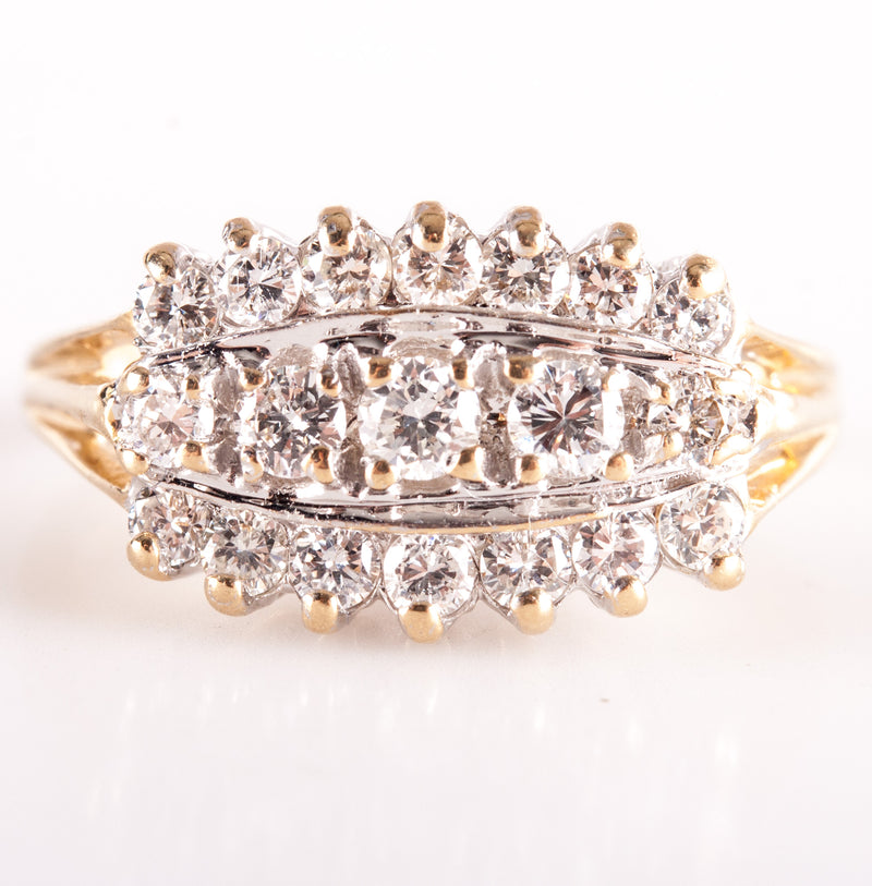 14k Yellow White Gold Round Diamond Two-Tone Style Cocktail Ring .51ctw 4.13g