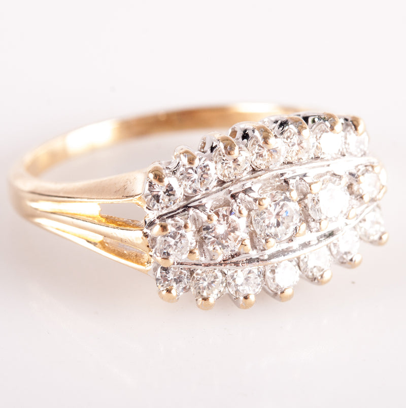 14k Yellow White Gold Round Diamond Two-Tone Style Cocktail Ring .51ctw 4.13g