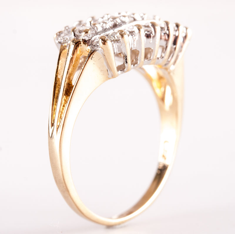 14k Yellow White Gold Round Diamond Two-Tone Style Cocktail Ring .51ctw 4.13g