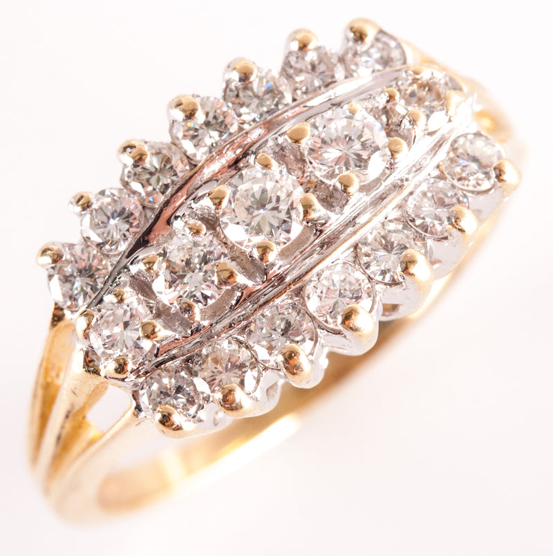 14k Yellow White Gold Round Diamond Two-Tone Style Cocktail Ring .51ctw 4.13g
