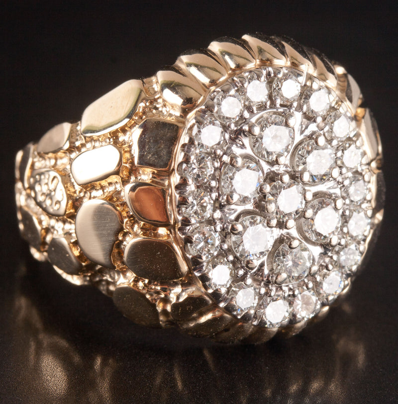 14k Yellow White Gold Round Diamond Cluster Style Cocktail Ring 1.45ctw 15.2g