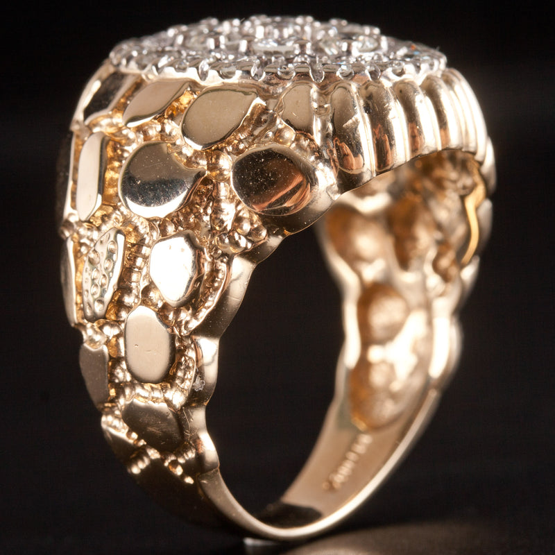14k Yellow White Gold Round Diamond Cluster Style Cocktail Ring 1.45ctw 15.2g