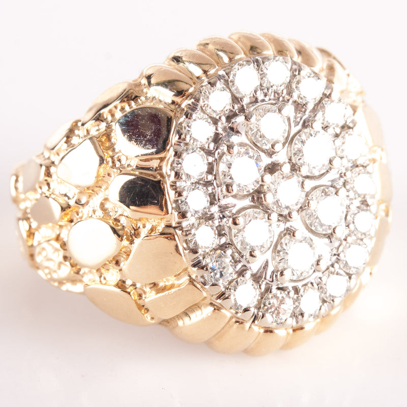 14k Yellow White Gold Round Diamond Cluster Style Cocktail Ring 1.45ctw 15.2g