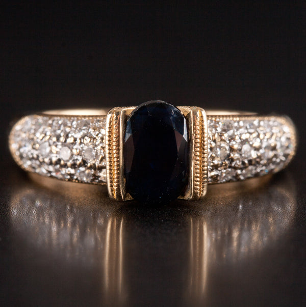 18k Yellow Gold Oval Sapphire Solitaire Ring W/ Diamond Accents 1.23ctw 3.82g