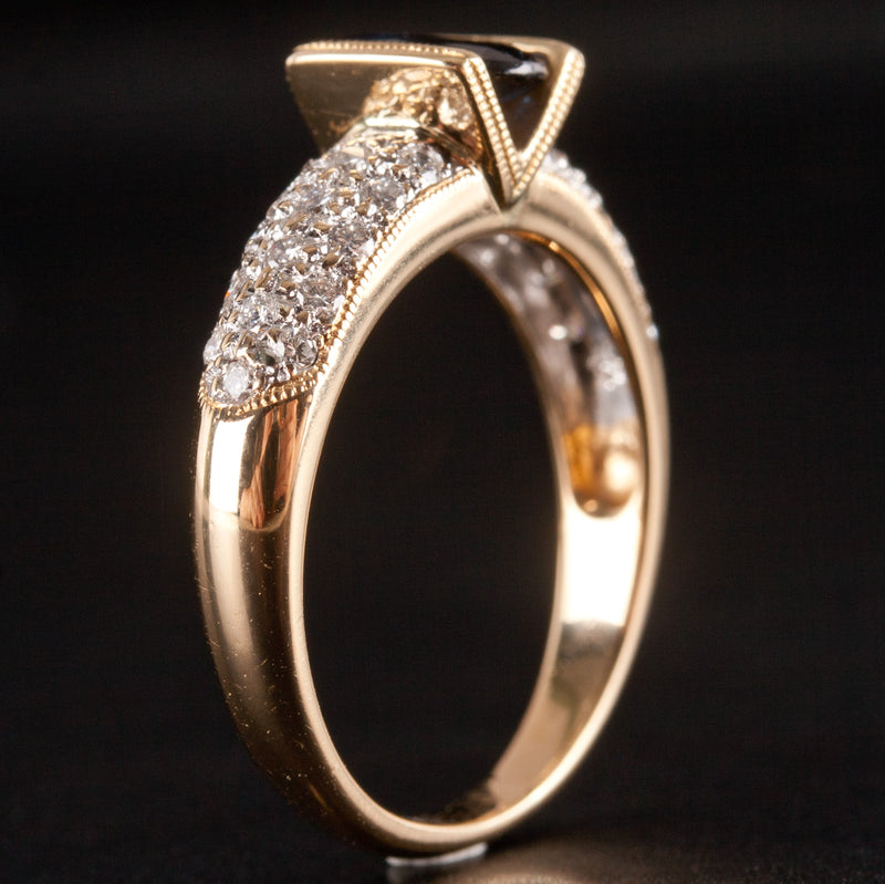 18k Yellow Gold Oval Sapphire Solitaire Ring W/ Diamond Accents 1.23ctw 3.82g