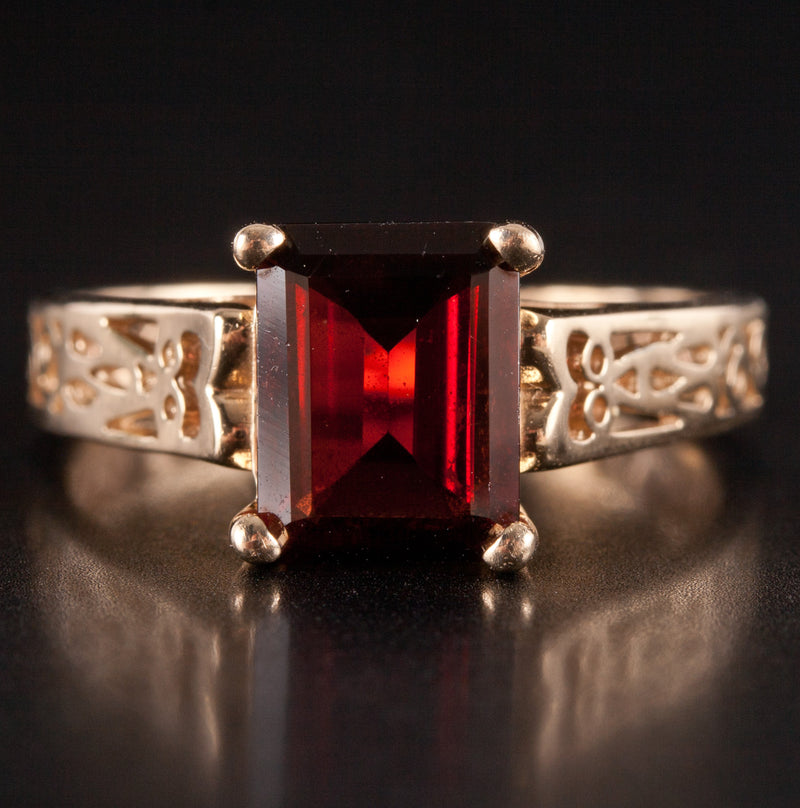 14k Yellow Gold AA Mozambique Garnet Solitaire Style Ring 2.91ctw 3.08g