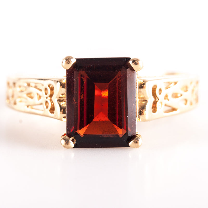 14k Yellow Gold AA Mozambique Garnet Solitaire Style Ring 2.91ctw 3.08g