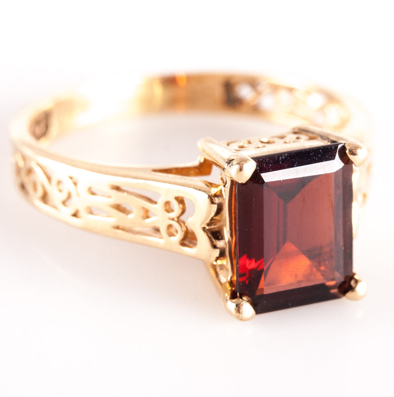 14k Yellow Gold AA Mozambique Garnet Solitaire Style Ring 2.91ctw 3.08g