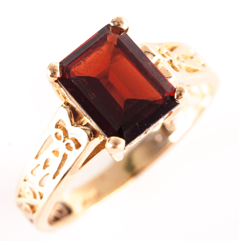 14k Yellow Gold AA Mozambique Garnet Solitaire Style Ring 2.91ctw 3.08g