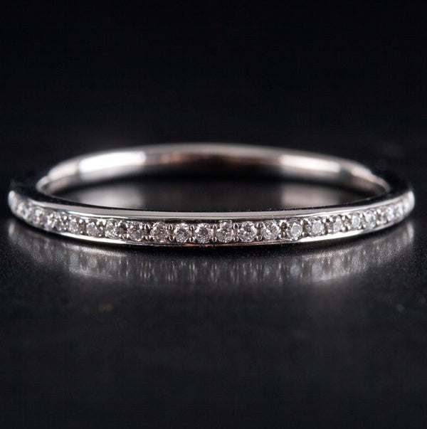 18k White Gold Round G - H SI1 Diamond Wedding Band Ring .063ctw 2.32g