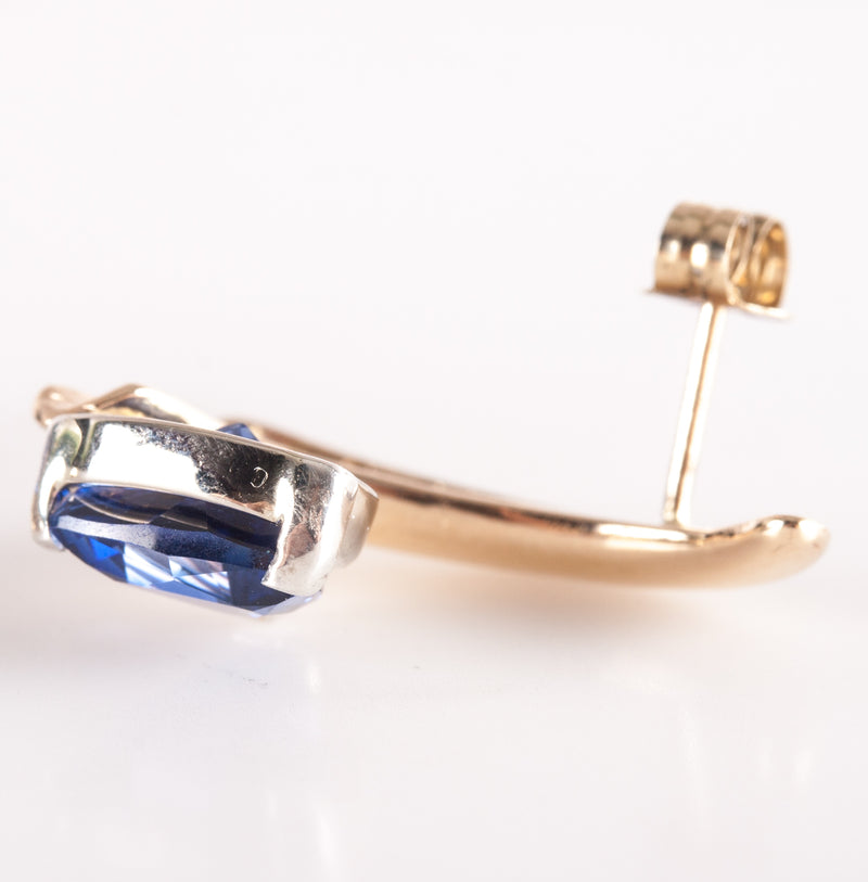 14k Yellow Gold Sterling Silver Trillion AA Tanzanite Solitaire Earrings 3.34ctw