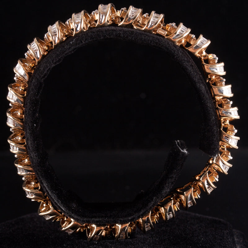 14k Yellow Gold Round Baguette Diamond Bracelet 5.535ctw 25.5g 7.25" Length