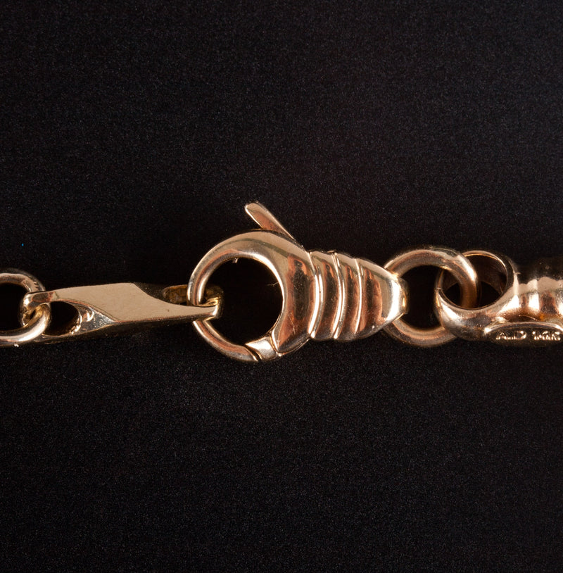 14k Yellow White Gold Two-Tone Round Link Style Bracelet 11.75g 7.75" Length