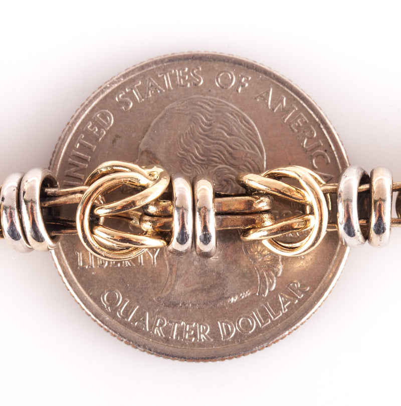 14k Yellow White Gold Two-Tone Round Link Style Bracelet 11.75g 7.75" Length