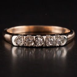 14k Yellow White Gold Round G - H SI1  Diamond Wedding Anniversary Ring .15ctw