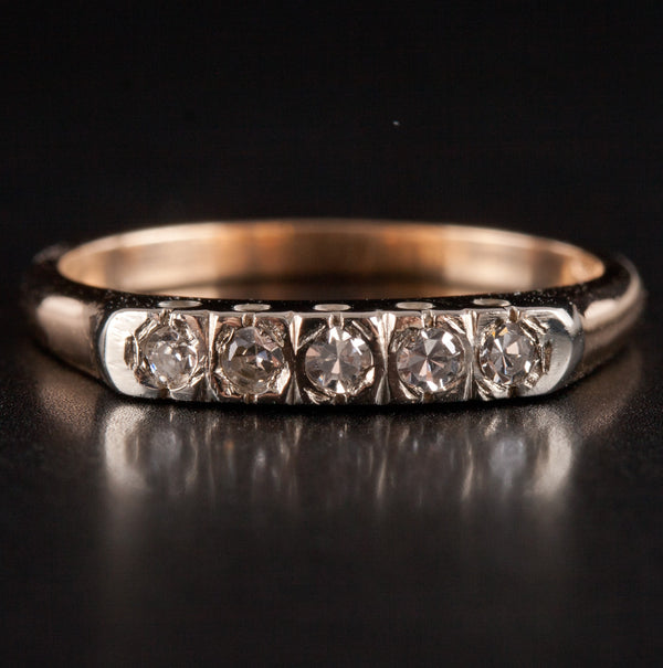 14k Yellow White Gold Round G - H SI1  Diamond Wedding Anniversary Ring .15ctw