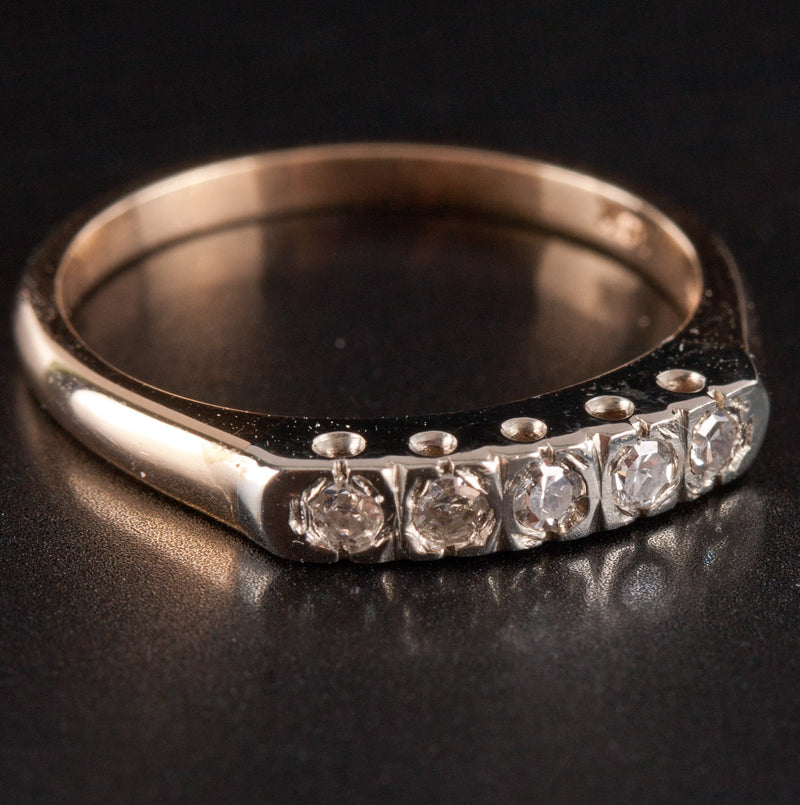 14k Yellow White Gold Round G - H SI1  Diamond Wedding Anniversary Ring .15ctw