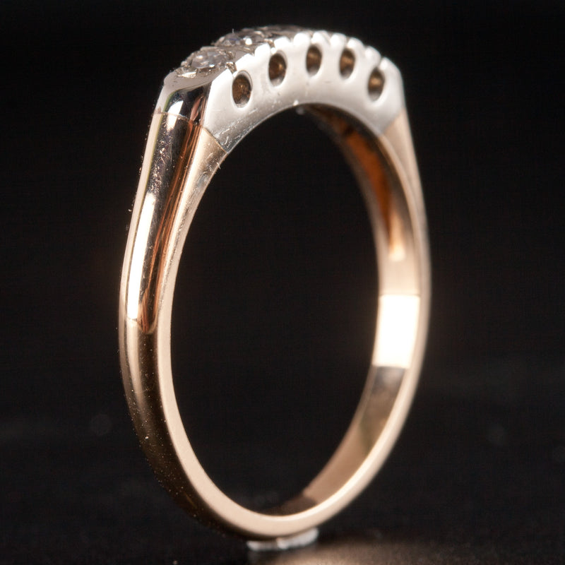 14k Yellow White Gold Round G - H SI1  Diamond Wedding Anniversary Ring .15ctw