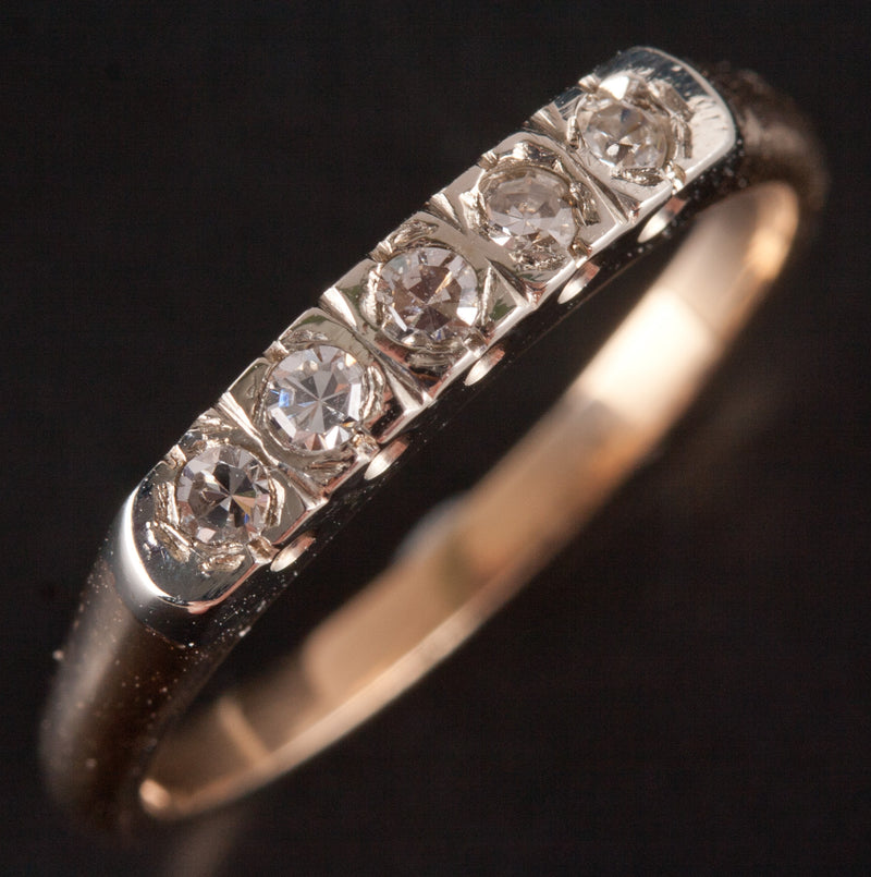 14k Yellow White Gold Round G - H SI1  Diamond Wedding Anniversary Ring .15ctw