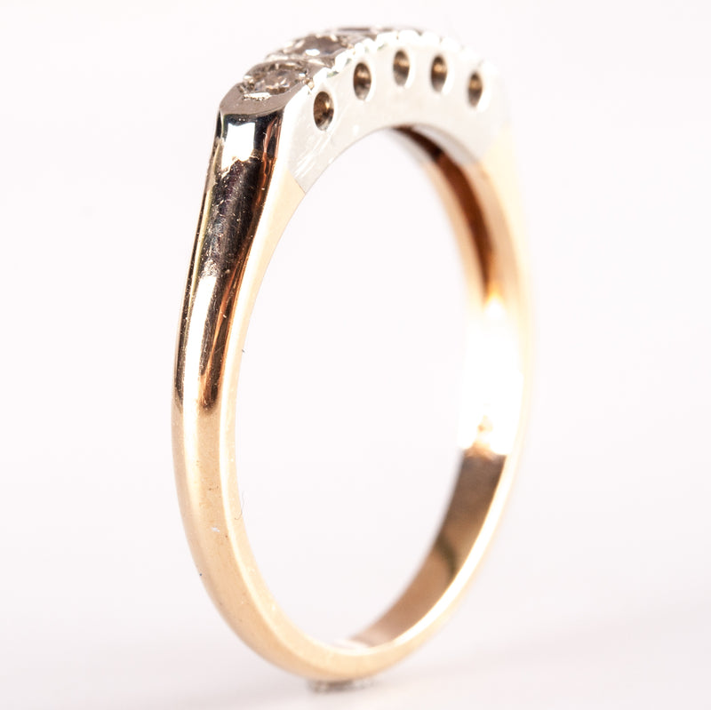 14k Yellow White Gold Round G - H SI1  Diamond Wedding Anniversary Ring .15ctw