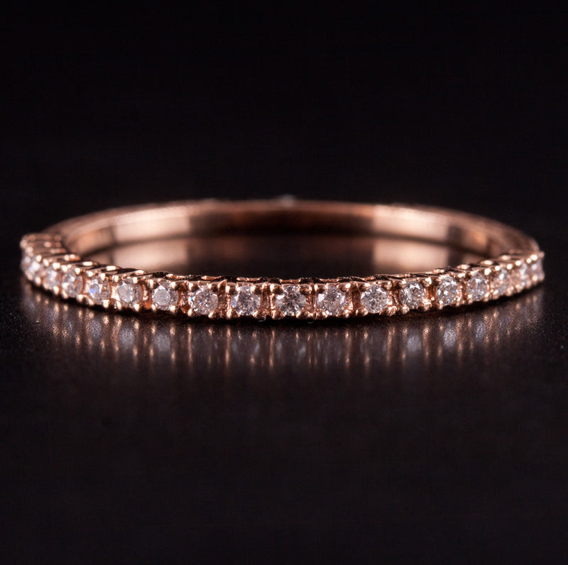 14k Rose Gold Round G - H SI1 Diamond Etched Style Wedding Ring .095ctw .95g