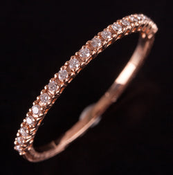 14k Rose Gold Round G - H SI1 Diamond Etched Style Wedding Ring .095ctw .95g
