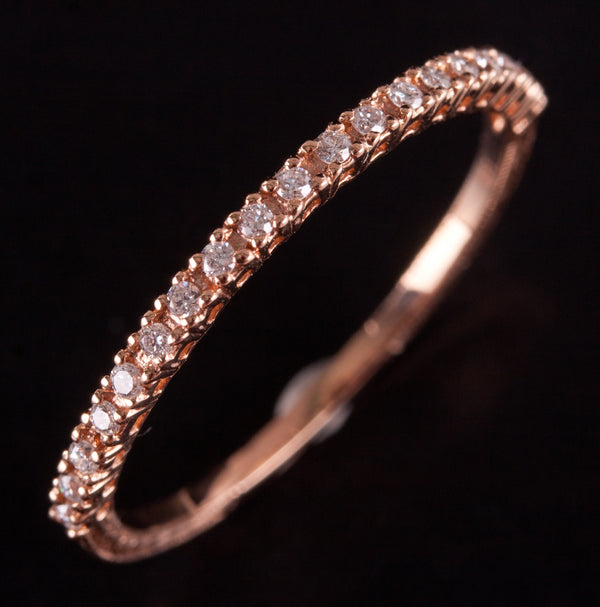 14k Rose Gold Round G - H SI1 Diamond Etched Style Wedding Ring .095ctw .95g
