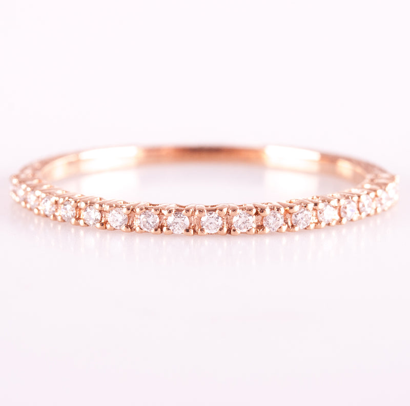 14k Rose Gold Round G - H SI1 Diamond Etched Style Wedding Ring .095ctw .95g
